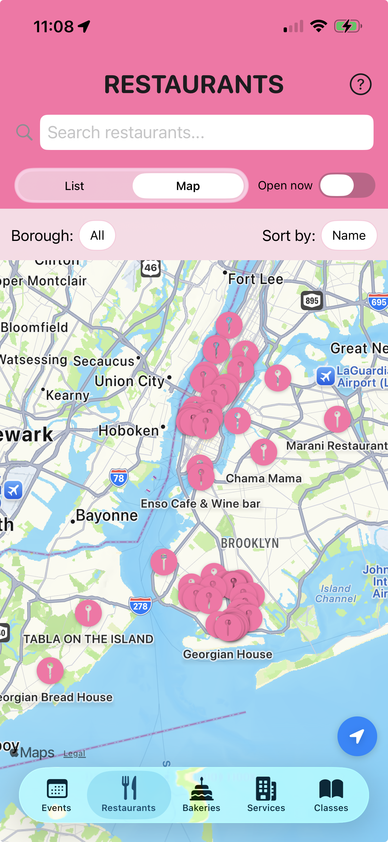 Georgian Guide NYC Places screen